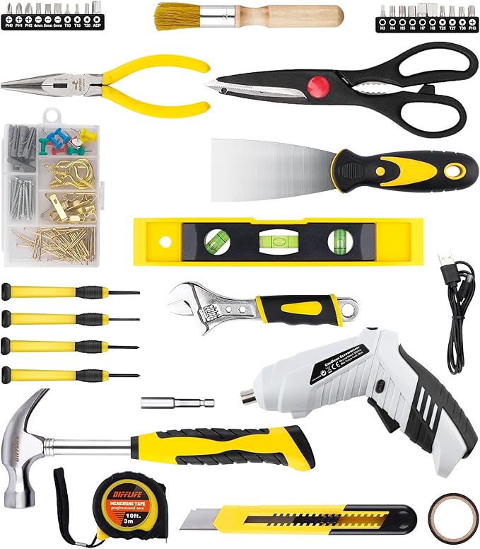 136 Piece Tool Set,General Household Hand Tool Kit with Plastic Toolbox Storage Case-136 Pieceā¦