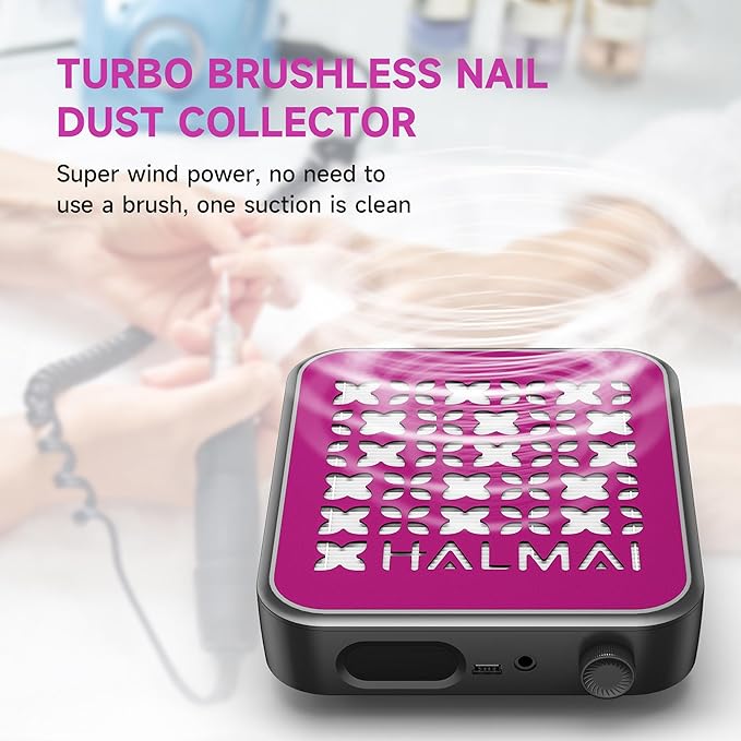 Nail Dust Collector - 800Pa Suction & 5000 RPM Brushless Motor for Acrylic Nails, Compact Beginner-Friendly Salon Tool with Reusable HEPA Filter (Salon & Home Use)