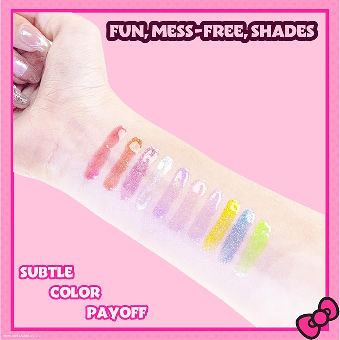 Hello Kitty 10 Piece Plant Based Lip Gloss, Girls Party Favors, First Makeup Set for Girl, Perfect for Parties, Sleepovers, and Birthday Gifts, Ages 3+, by Townley Girl