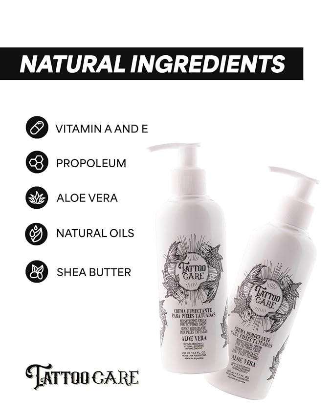 Tattoo Aftercare Lotion, Color Brightening and Enhancing Moisturizer, Ink Hydration Cream, for New and Old Tattoos - Cruelty-Free - Fluid 6.7 oz