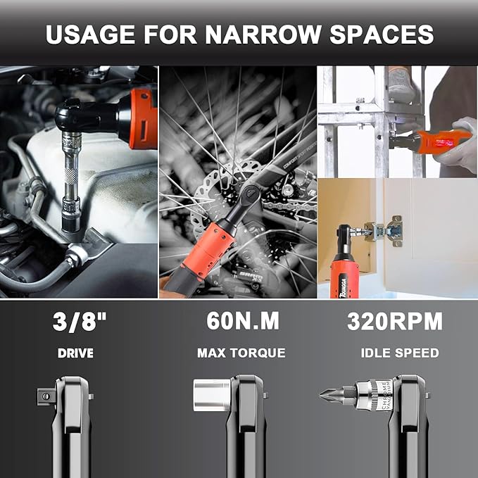 3/8" Cordless Electric Ratchet Wrench Set, 12V Power Ratchet Tool Kit With 2 Packs 2000mAh Battery And Charger, 45 FT-LBS Battery Powered Wrench with Infinitely Variable Speeds