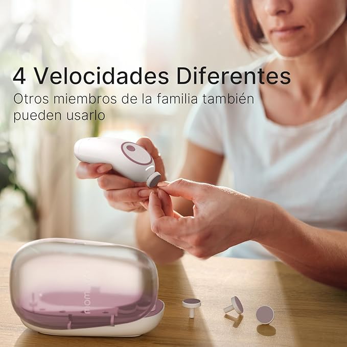 Momcozy Baby Nail File Electric, Rechargeable Baby Nail Clipper, Gentle Baby Nail Trimmer Electric with Night Light, 7 Grinding Head Replacement Pads, Pink