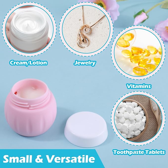 GLAMFIELDS TSA Approved 2Pcs 1.7oz+3Pcs 1oz Travel Size Silicone Jars BPA Free, Leak-proof Travel Essentials with Lid for Cosmetic Face Hand Body Cream Purple(5Pack)