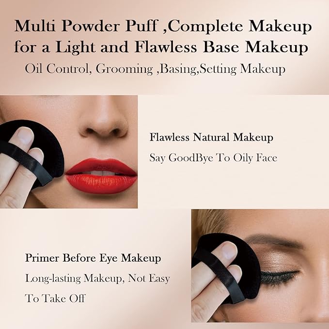 Powder Puff Daubigny 6 Pieces Powder Puff Face Soft Triangle Makeup Puff for Loose Powder Mineral Powder Body Powder Velour Cosmetic Foundation Blender Sponge Beauty Makeup Tools(Black)