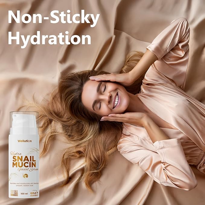 Snail Mucin Essence Moisturizer with Hyaluronic Acid & Aloe – Korean Anti-Aging Skincare – 80% Pure – 3.4oz – Made in USA - by WELLUTION