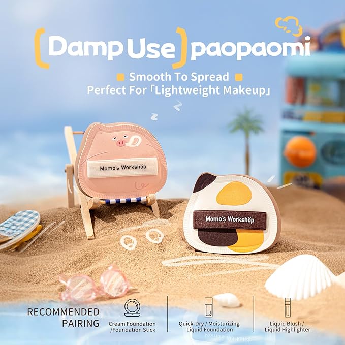 Sleepy Pig Puffs, Makeup Sponges Set, Dry&Wet Dual-Use Foundation Sponge - Hydrophilic Polyurethane, Expands 1.3x When Wet for Cream Foundation/Liquid Blush/Highlighter,2pcs Puffs & Storage Case
