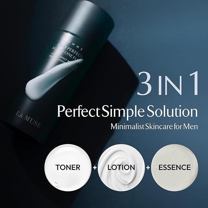 LA MUSE Homme Daily All-in-One Moisturizer for Men(Travel Kit) | Reduces Fine Lines with Niacinamide | Hydrating Men's Facial Lotion | Lightweight, Non-Greasy After-Shave Lotion for Sensitive Skin