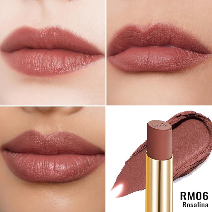 Oulac Pink Nude Matte Lipsticks for Women, Silky Velvet Matte Lipstick, Soft Smooth Texture, High Impact Lip Color, Not Dry Lightweight Formula Infused with Vitamin E, Vegan&Cruelty Free RM06