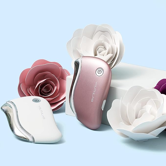 ProSculpt Heated Gua Sha Facial Massager – Electric Guasha Tool for Face Sculpting, Relaxation & Skincare | Soothing Vibration Facial Massage Tool with Contoured Design (White)