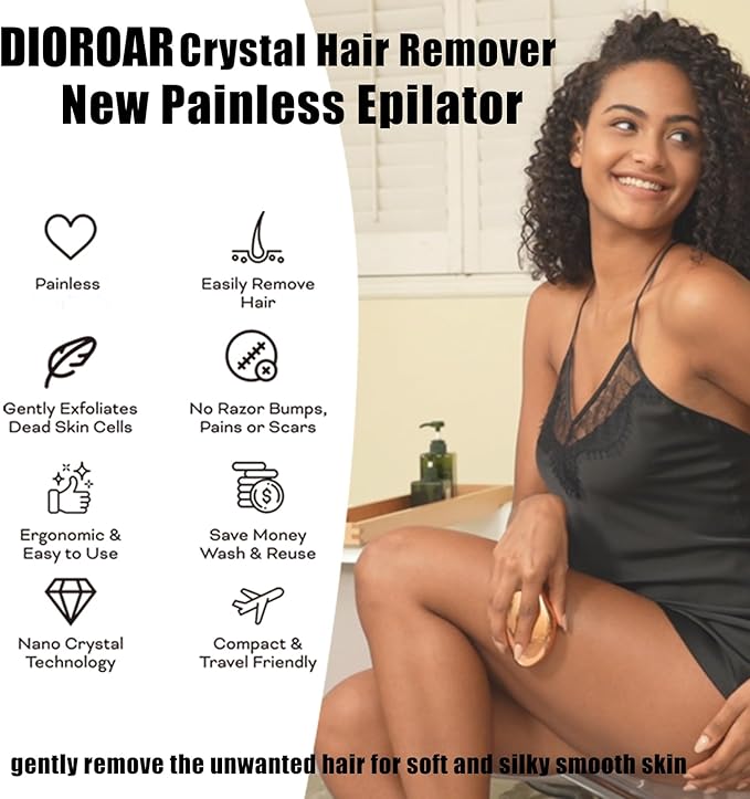 Crystal Hair Eraser,Upgrade Crystal Hair Remover,Physical Nano Glass Hair Removal Device,Painless Epilator and Exfoliator Without Shaver for Quick Soft Silky Skin(Golden)