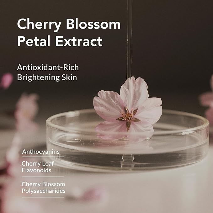 Kustie Cherry Blossom Brightening Body Wash with Real Flower Petals & Niacinamide – Hydrating Perfume Antioxidants-Rich Shower Gel, Amino Acids & Long-Lasting 24H Floral Fragrance, 16.9 Fl Oz