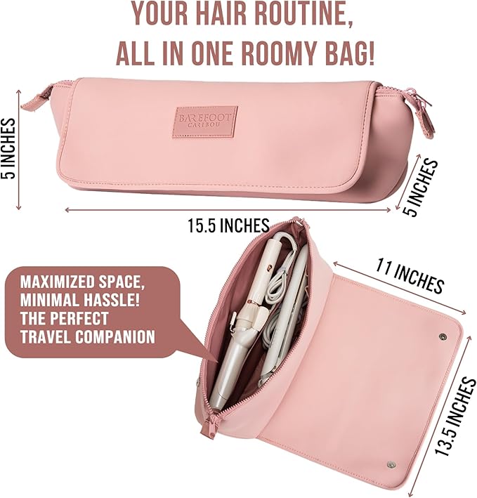 Hair Tools Travel Bag and Heat Resistant Mat for Flat Irons, Straighteners, Curling Iron, and Haircare Accessories, 2-in-1 design, with Interior Pockets, Portable Organizer
