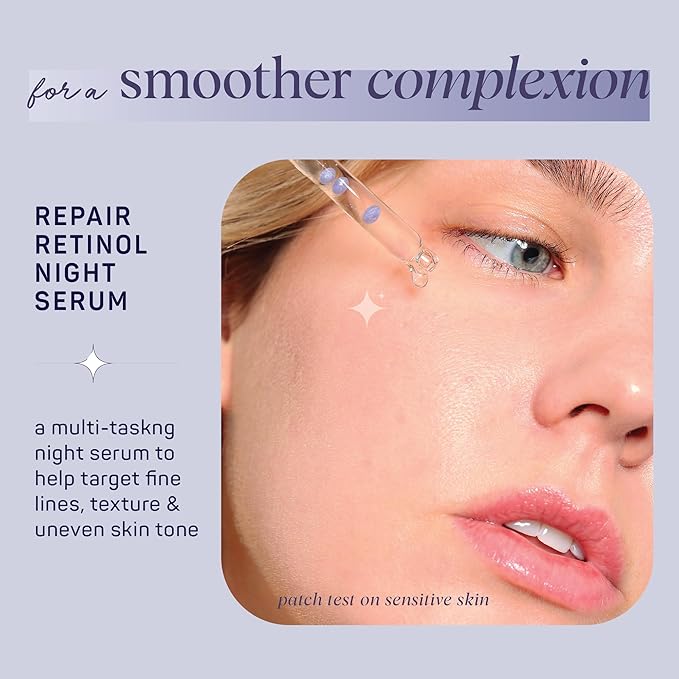 Spa Life Face Serum: REPAIR Retinol Night Serum 100 ml (3.7 oz) Smoothing, Resurfacing, Gently Exfoliating - Targets Fine Lines, Texture, Dark Spots - Boosts Cellular Turnover & Clearer Skin