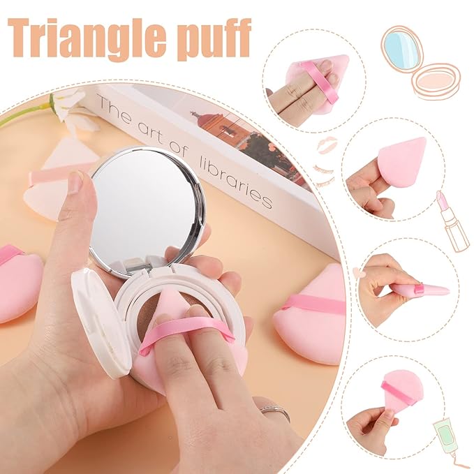 Pimoys 6 Pieces Powder Puff Face Triangle Makeup Sponge Soft Powder Puffs for Loose Powder Foundation Sponge Setting Powder Puff Makeup Tool, Stocking Stuffers Gift for Women