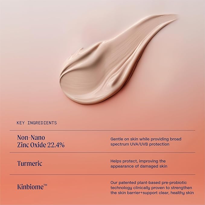 Kinship Zinc Oxide Mineral Sunscreen for Face Self Refelct SPF 32 | Vegan, Reef Safe, Non Toxic Eczema Sunscreen for Sensitive Skin | Sunblock Face Moisturizer with SPF (3.5 oz)