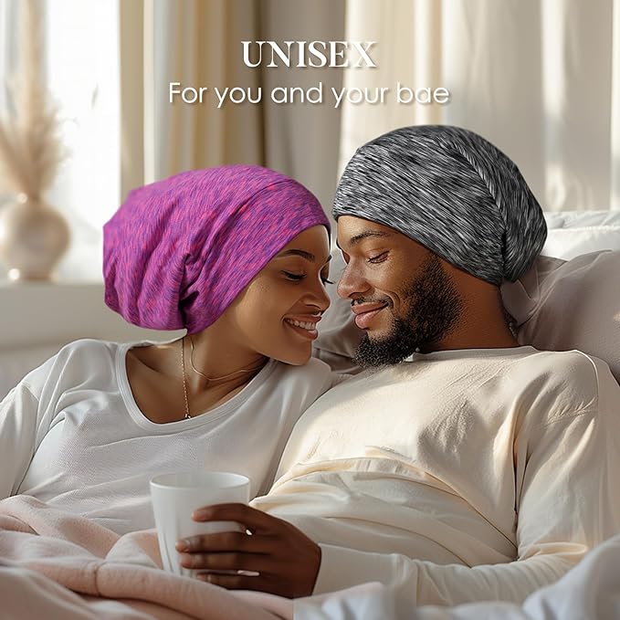LULUSILK Mulberry Silk Lined Sleep Cap, No More Frizzy Tangled Hair, Stay On Silk Hair Wrap for Sleeping with Adjustable Strap, Silk Bonnet for Women and Men, Assorted Color Dark Grey, Pack of 1
