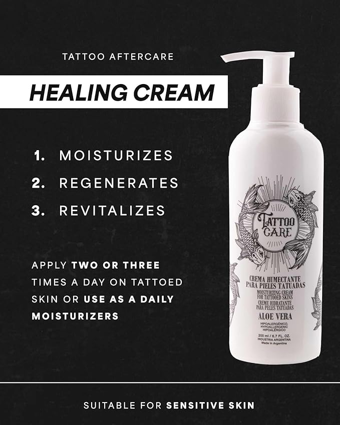 Tattoo Aftercare Lotion, Color Brightening and Enhancing Moisturizer, Ink Hydration Cream, for New and Old Tattoos - Cruelty-Free - Fluid 6.7 oz