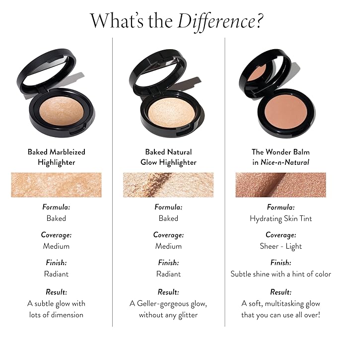 LAURA GELLER NEW YORK Baked Marbleized Highlighter, Prosecco - Radiance Enhancing Makeup - Powder Highlighter Face Makeup