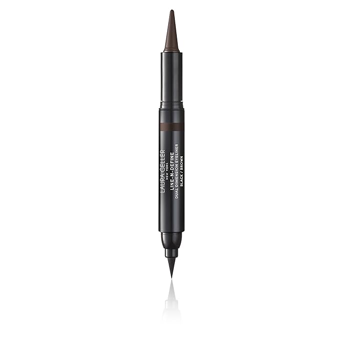 LAURA GELLER NEW YORK Line-N-Define Dual Dimension Eyeliner - Quick-Drying Eyeliner Pen, Long Lasting, Smudgeproof Liquid Liner, Brown