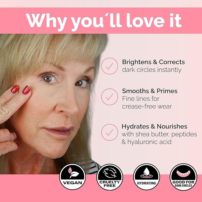 Elizabeth Mott Thank Me Later Under Eye Brightener & Primer – Hydrating Color Corrector for Dark Circles – Lightweight Concealer Base for Mature Skin, Light Shade 5ml