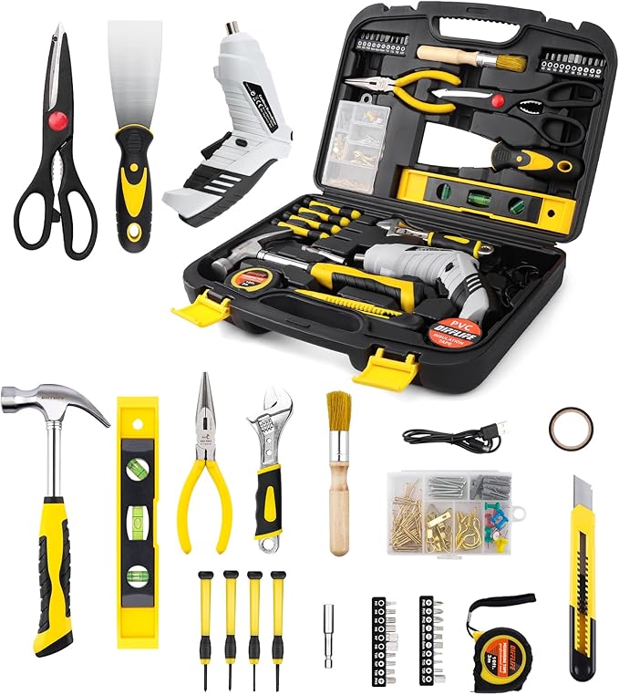 136 Piece Tool Set,General Household Hand Tool Kit with Plastic Toolbox Storage Case-136 Pieceā¦