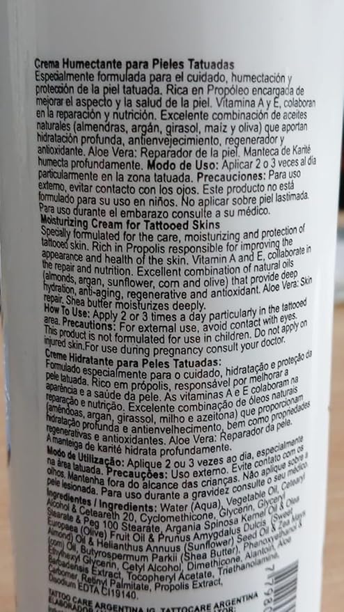 Tattoo Aftercare Lotion, Color Brightening and Enhancing Moisturizer, Ink Hydration Cream, for New and Old Tattoos - Cruelty-Free - Fluid 6.7 oz