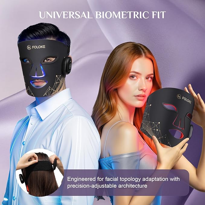 FOLOKE Red Light Therapy Mask for Face, Glow Wireless LED Face Mask Light Therapy with Near-Infrared Red Light (NIR), Body Beauty Machine for Care at Home