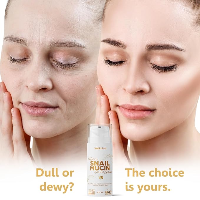 Snail Mucin Essence Moisturizer with Hyaluronic Acid & Aloe – Korean Anti-Aging Skincare – 80% Pure – 3.4oz – Made in USA - by WELLUTION