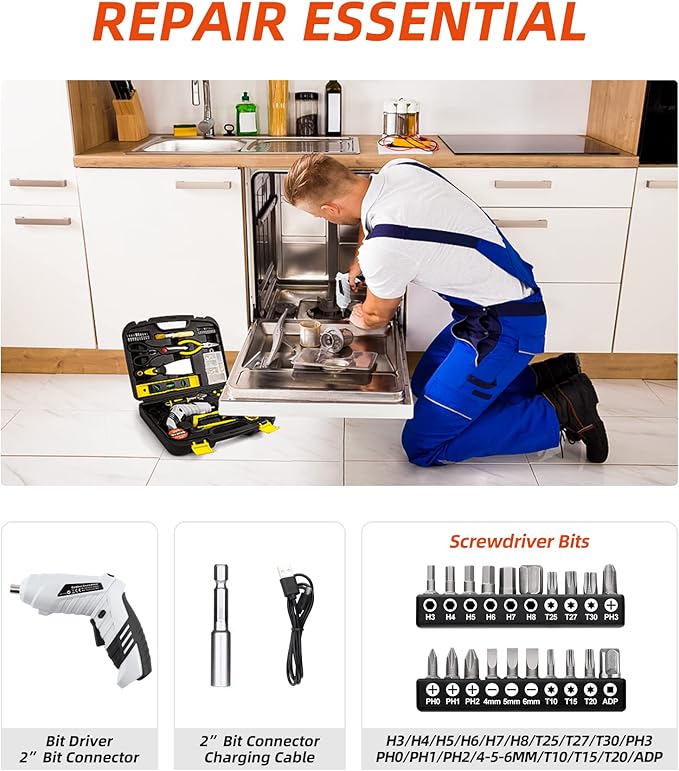136 Piece Tool Set,General Household Hand Tool Kit with Plastic Toolbox Storage Case-136 Pieceā¦