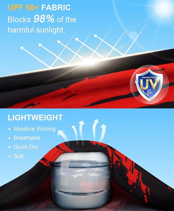 Men's Swim UPF 50+ Sun Protection Shirt Long Sleeve SPF Fishing Outdoor UV Hiking Lightweight Shirts