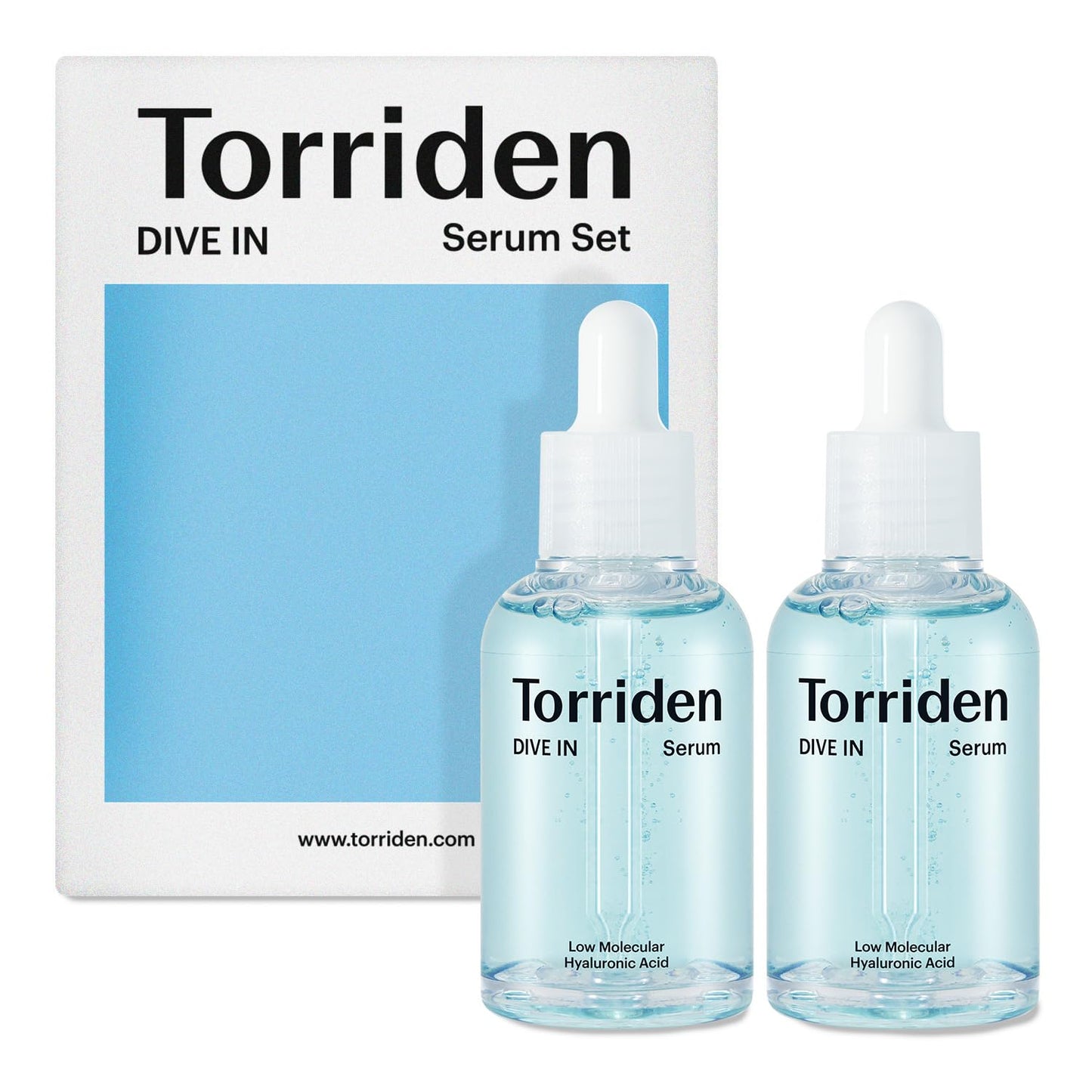 Torriden DIVE IN Serum 1.69 fl oz + refill pouch 1.69 fl oz | Deep Hydration to Get Glow Skin | Hyaluronic Acid, Panthenol, Allantoin | Korean Facial Serum