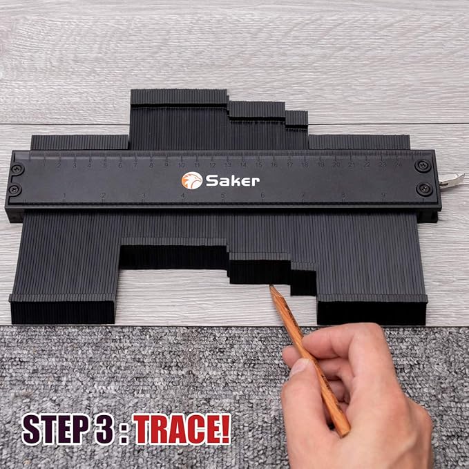 Saker Contour Gauge Profile Tool- Adjustable Lock-Precisely Copy Irregular Shape Duplicator - Must Have Tool for DIY Handyman, Construction (BLACK+10INCH)