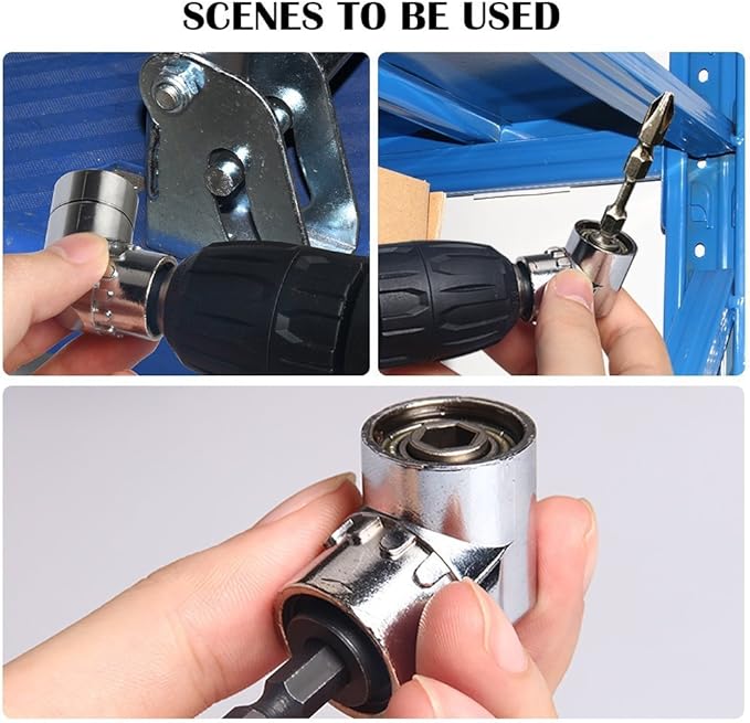 Impact Grade Power Hand Tools Driver Sockets Adapter Extension Set, 3Pcs 1/4 3/8 1/2" Hex Shank Drill Nut Driver Bit Set + 105 Degree Right Angle Driver Extension Screwdriver Drill Attachment