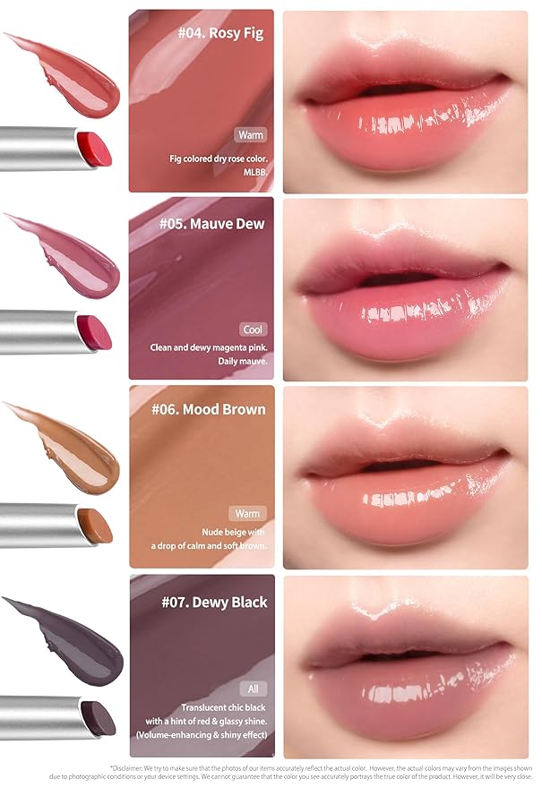 Heart Percent Dote On Mood Dewy Melting Lipstick High-Shine Glow & Wet Look Glossy Finish Lip Color, #01. Dewy Glow
