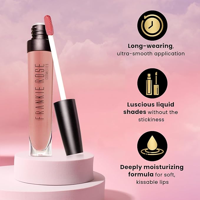 Frankie Rose Cosmetics Lip Gloss | Non-Sticky Formula, Long Lasting Lip Gloss, Bold Pigment & Hydrating Lip Gloss, Pressed Flower Glossy Lip Gloss, 20g