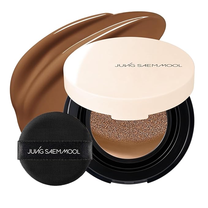 JUNG SAEM MOOL Essential Skin Nuder Cushion Mini 38N Saddle Brown 0.17 Fl Oz, Natural Radiant Finish Cushion Foundation with Buildable Coverage, Lightweight Texture, Korean Foundation Makeup