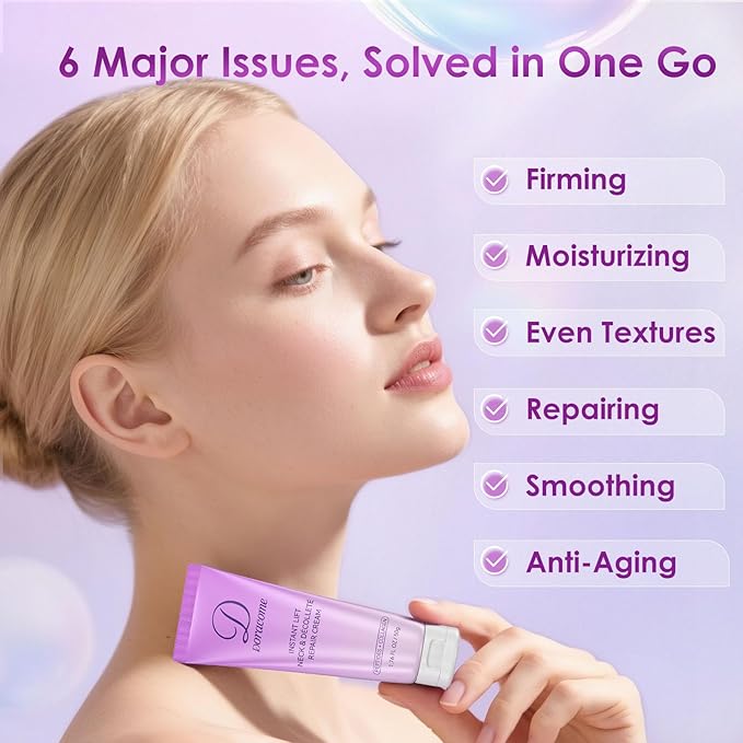 Retinol Neck Firming Cream – Neck Cream for Firming and Tightening, Skin Tightening Cream for Face, Tighten and Lift Neck Cream with Collagen & Hyaluronic Acid, Anti-Aging Moisturizer - 1.76 fl.oz