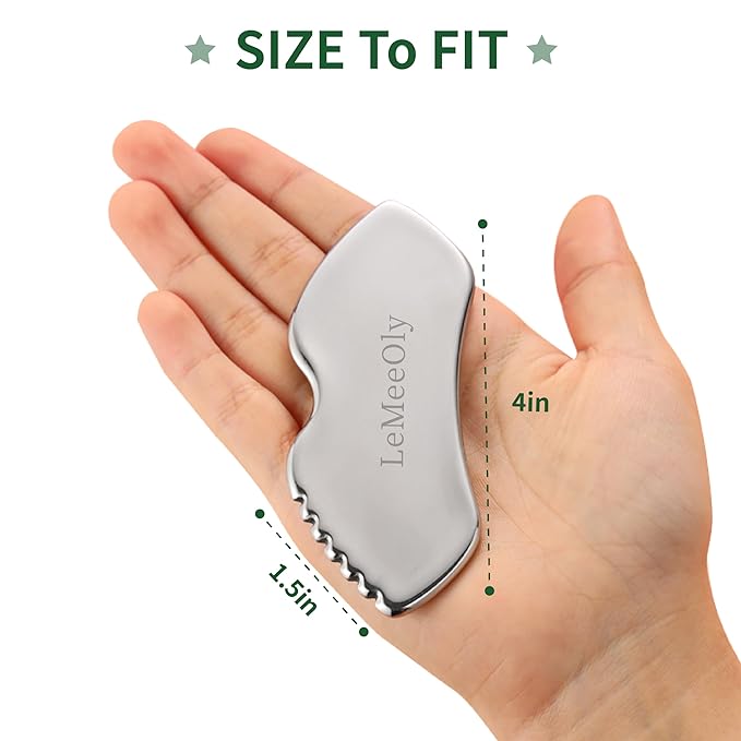 Gua Sha Facial Tools Stainless Steel & Compressed Facial Sponges, Detail Metal GuaSha and Natural Spa Sponges for Facial Cleansing Skin Care,Guasha Stone Face Sculpting Tool for Tighten Skin Daliy Use