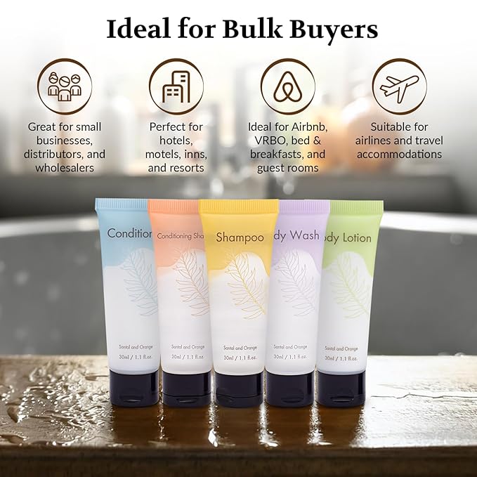 100 Pack Bulk Shampoo and Conditioner 2 in 1 Travel Size Toiletries 1 Oz Each Individually Wrapped Hotel Supplies and Toiletries for Guest