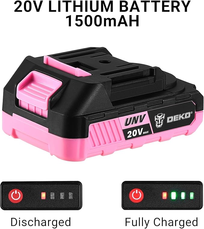 Power Drill Cordless: DEKO PRO Pink Cordless Drill 20V Electric Power Drill Set Tool for Women Drills with Battery and Charger 20 Volt Drills Driver Kit