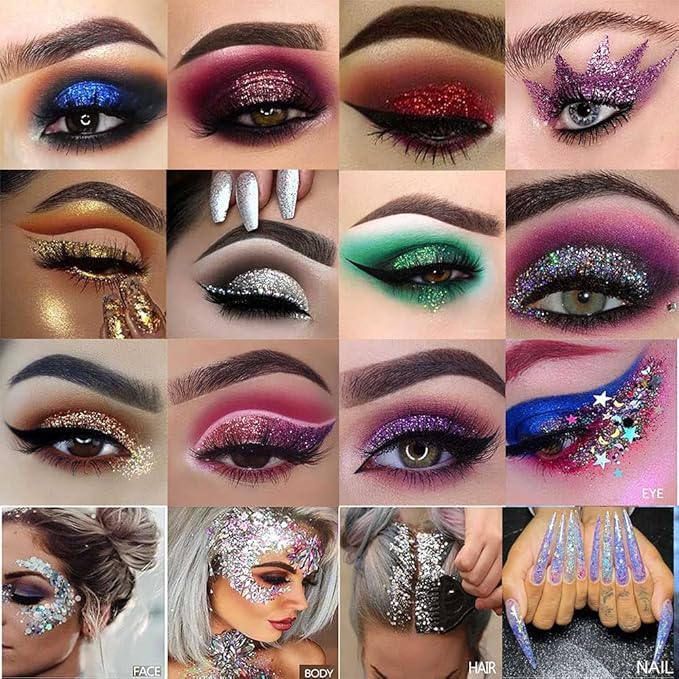 evpct CAKAILA 40 Colors Glitter Sparkle Eyeshadow Makeup Palette Pallets For Women Girls Black White Glitter Chunky Eyeshadow Pressed Powder Pink Shimmer Glue Gel Eyeshadow sombras de ojos profesional