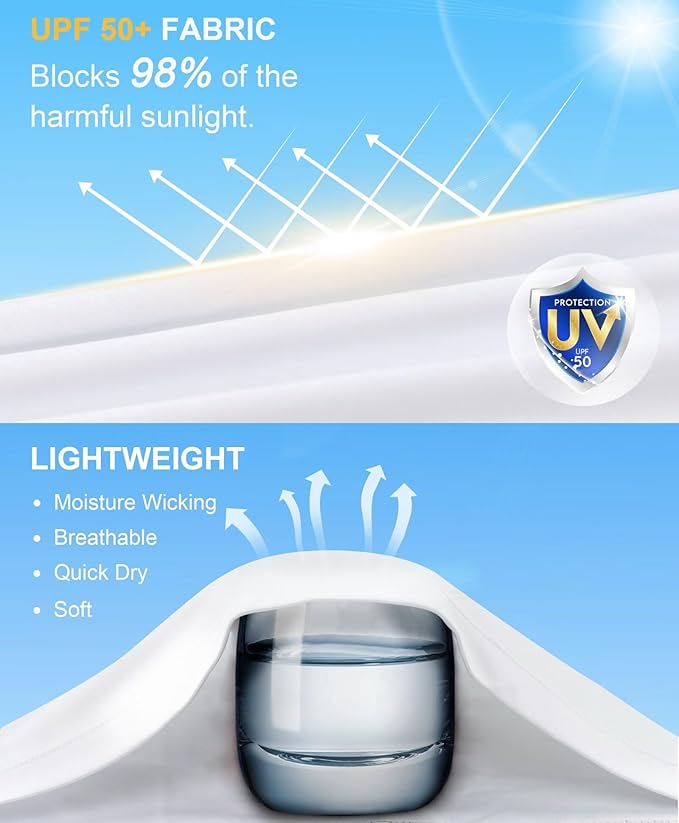 Men's Swim UPF 50+ Sun Protection Shirt Long Sleeve SPF Fishing Outdoor UV Hiking Lightweight Shirts