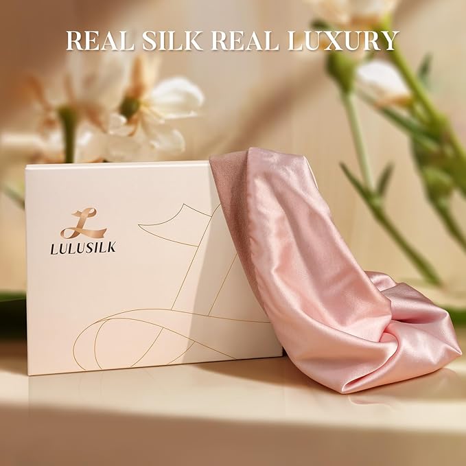 LULUSILK Mulberry Silk Bonnet for Sleeping Women, No More Frizzy Tangled Hair, Stay On All Night Silk Hair Wrap for Sleeping with Adjustable Strap, Silk Sleep Cap for Women and Men, Pink, Pack of 1