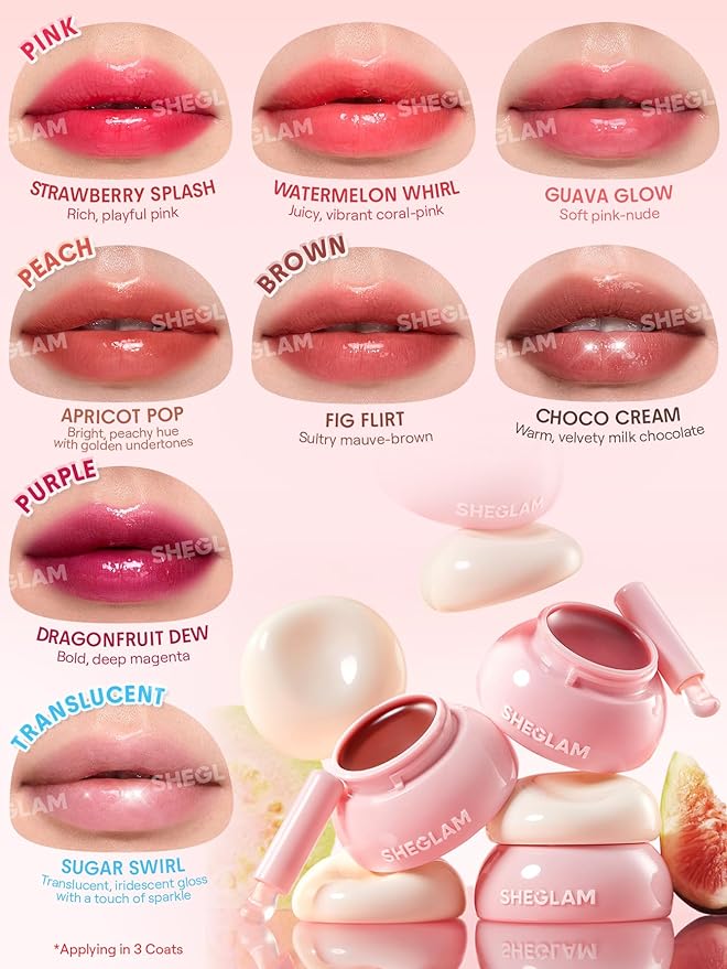 SHEGLAM Hydra Jelly Pocket Lip Jam Hydrating Nourishing Lip Gloss Moisturizing Lip Makeup-Dragonfruit Dew