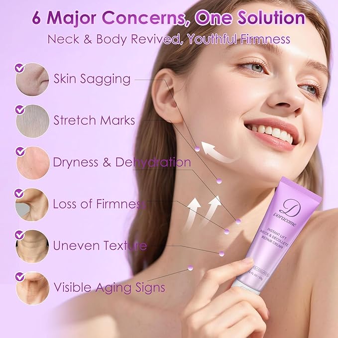 Retinol Neck Firming Cream – Neck Cream for Firming and Tightening, Skin Tightening Cream for Face, Tighten and Lift Neck Cream with Collagen & Hyaluronic Acid, Anti-Aging Moisturizer - 1.76 fl.oz