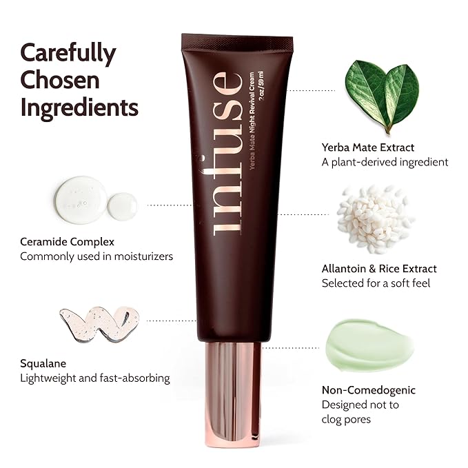Infuse Night Cream for Women Anti-Aging – Hydrating Antioxidant Revival Cream with Yerba Mate – Anti-Aging Night Moisturizer for Mature Skin, 50ml