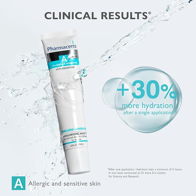 Hyaluronic Acid Water Cream, Moisturizing Face Cream, Hydrates & Soothes, Helps Strengthen Skin Barrier, Lightweight Daily Cream for Dry, Sensitive & Allergy-Prone Skin, HYALURO-SENSILIUM