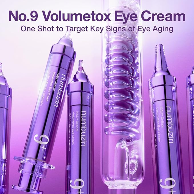 numbuzin No.9 Eye Cream | NAD+ Retinol Volumetox Eye Cream | Firming, Wrinkles, Fine Lines, Dark Circles, Puffy | Retinol, Peptides, Niacinamide | Undereye Treatment Serum | 0.33 fl. oz.