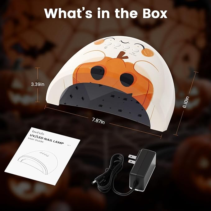 Lavinda Halloween UV LED Nail Lamp Limited Edition, 48W Nail Dryer for All Gel Polish, Professional UV Light for Nails with 4 Timers, Smart Sensor & Detachable Base for Hands & Feet DIY Manicure