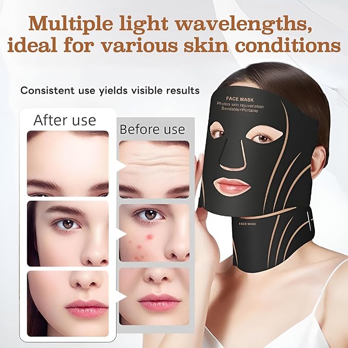 Red Light Therapy Face Mask for Women with 7 Colors LED Face & Neck Mask Light Therapy for Skincare Wrinkle & Anti-Aging Devices at Home